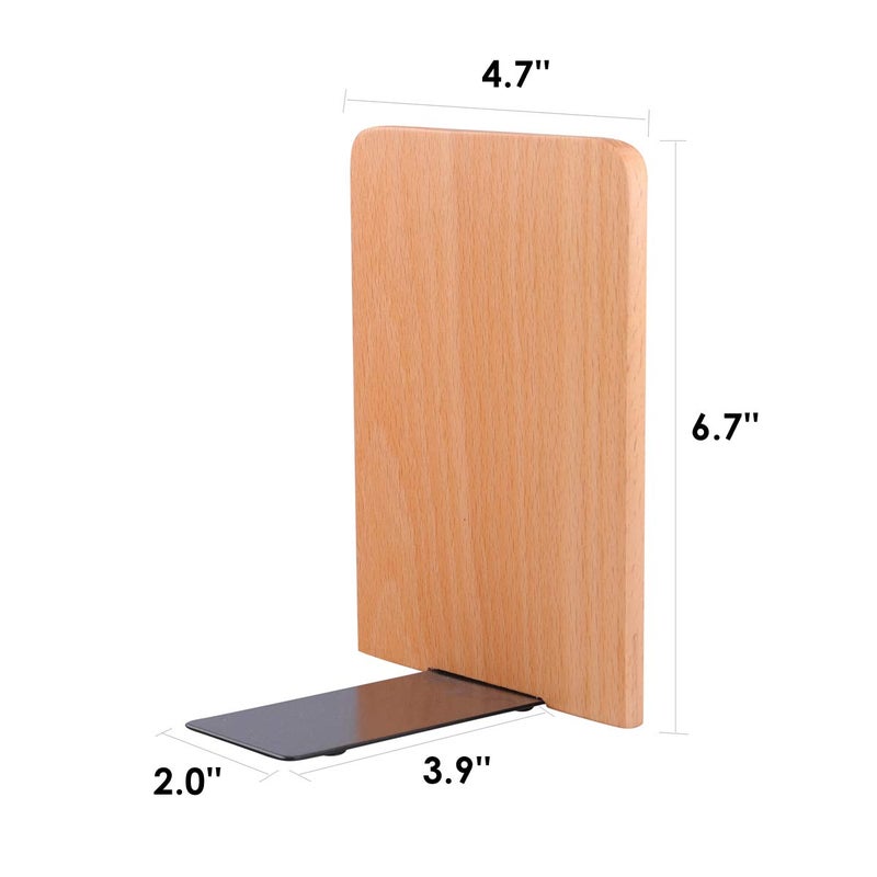 Pandapark Wood Bookends,Non-Skid Bookend for Shelves,Heavy Duty Bookends,Book Stand for Books/CDs,1 Pair - Image 2